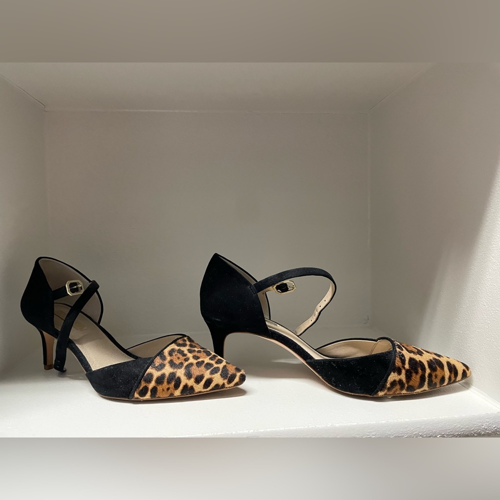 Louise et Cie pointed leopard print kitten heel pumps